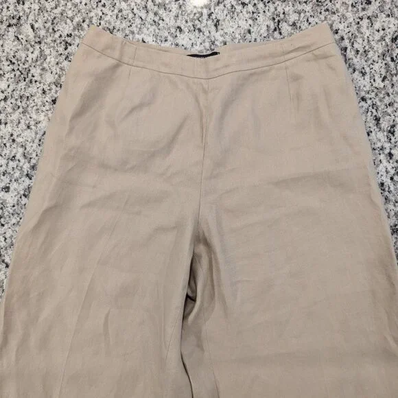 LAFAYETTE 148 100% Linen Wide Leg Pants 16 Tan Sand Women's - Picture 3 of 8